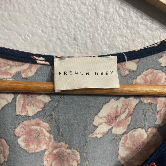 EUC XL French Grey Floral Dress - Picture 3 of 7